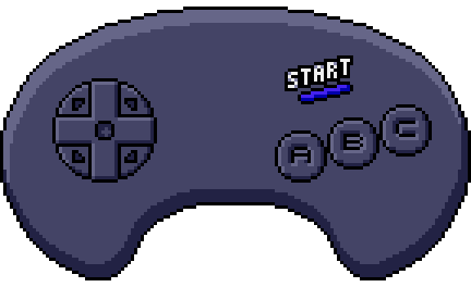 Under the left thumb sits the D-pad. Under the right thumb sit the letter buttons, from left to right: A, B, C (with the latter being the most accessible). Above those buttons is the Start button.